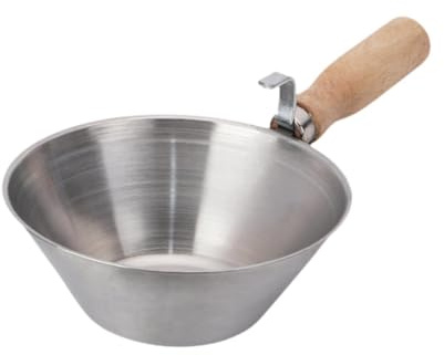 Folpus Cemento Bucket Scoops Cemento Mortero Scooper, con mango de madera, proyectos de bricolaje, tazón de herramientas de construcción para albañilizar