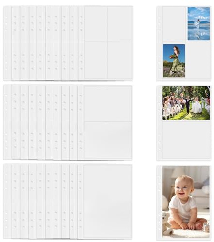 30 carpetas A5 para fotos, fundas transparentes A5, resistentes al agua, PVC, 6 agujeros, para fotos, facturas, tarjetas, 3 bolsillos