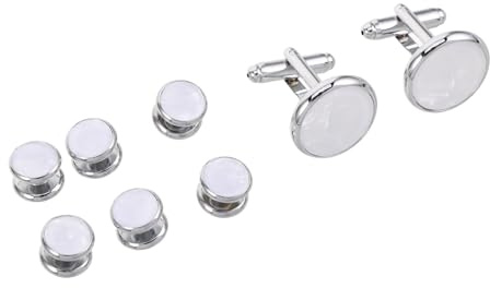 Holibanna Herrcufflinks och Skjortknappar Rund Emalj Snäckskaldesign Fransk Stil för Frack och Formella Skjortor för Brudgum Affärsevenemang och Bröllop