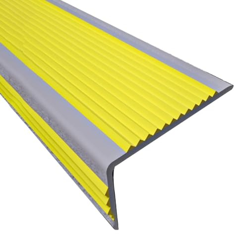 YUZGUHEY Protector de Borde de Escalera, Perfil de Escalera 32,8 pies, Protector Bordes Autoadhesivo PVC, Perfil en Forma L for escaleras Madera/Vinilo/baldosas(Yellow,W5 x H2.5cm)