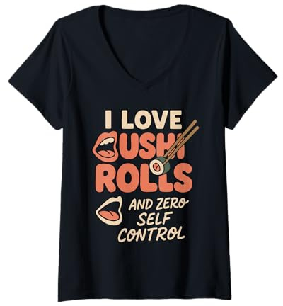 Mujer Rollos para Amantes del Sushi, Palillos Nigiri, Regalo para fanáticos Camiseta Cuello V