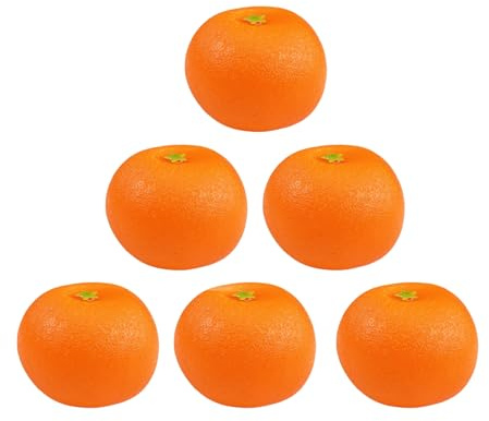 LATRAT 6 pièces de faux fruits orange artificiels en plastique alimentaire, oranges de fruits réalistes pour la maison cuisine fête décoration accessoires de photographie