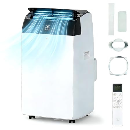 12000 BTU Portable Air Conditioner, 5-in-1 Air Con with Heating & Cooling - Smart Follow, 550 Sq ft Coverage, Sleep Mode at 48dB, 30L/Day Dehumidifier,24H Timer, Includes Window Seal Kit