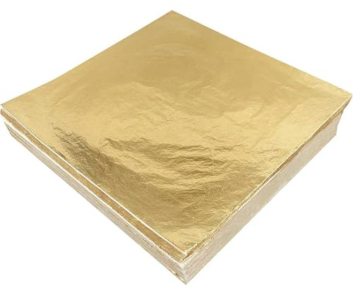 100 Pcs Gold Leaf Sheets, 3.2 x 3.4 Inch Multipurpose Gold Foil, Practical and Durable Golds Paper, for DIY, Art Projects, Nails, Home Walls, Picture Frames, Interior, Artistic Decoration