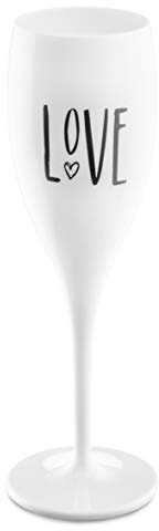 Koziol 3780525 Cheers Flûte à Champagne avec Impression Plastique Blanc Opaque 5,7 x 5,7 x 19,10 cm