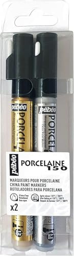 PEBEO Porcelain Markers, Gold, Silver, 3.5x9.5x17cm
