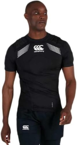 Canterbury Adult Unisex Pro Protection Rugby Vest | Protect Chest & Shoulders | Breathable | Lightweight and Flexible Protective Vest, Black/Whte/Silver, XL