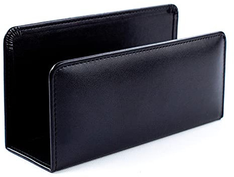 DELMON VARONE - Briefständer aus veganem Kunstleder Schwarz - Dokumentenhalter zur Aufbewahrung von Post, Briefe, Dokumente & Prospekte - Briefablage Organizer für Schreibtisch Büro mit Metalleinlage