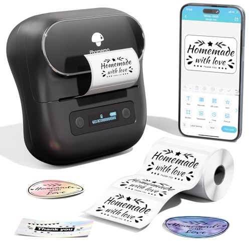 Phomemo Label Maker,M220 Label Printer,3 Inch Bluetooth Thermal Label Maker Machine with 6000+ Icons,700+ Templates,400+ Fonts,for Kids School Items,Small Business,Large Sticker