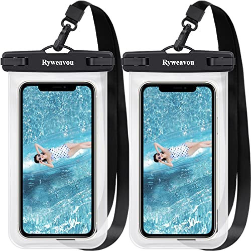 Ryweavou Universelle wasserdichte Handyhülle, wasserdichte Handytasche Kompatibel für iPhone 15 14 13 12 11 Pro Max XS XR X Samsung S22 S21 Huawei bis zu 7 Zoll, IPX8 Unterwasser handyhülle 2 Pcs