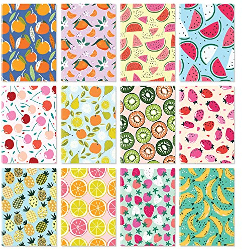 SWEETZER & ORANGE S&O Notebook Journal Set of 24 with 12 Unique Designs - Brightly Colored 3.5x5 Mini Organizer That Fit Anywhere - Durable Pocket logbook Group- Writing Pad Bulk