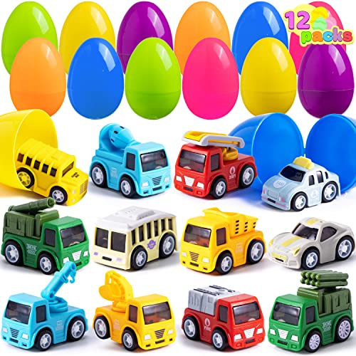 Huevos tradicionales precargados de 3 pulgadas con autos, 12 paquetes