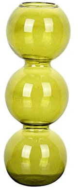 Vase à Fleurs Hydroponique, Vase à Fleurs en Verre, Vase à Trois Boules en Verre Transparent, Pots en Verre Transparent pour Plantes, pour Mariage, Fête, Bureau, Centre de Table(17cm Vert)