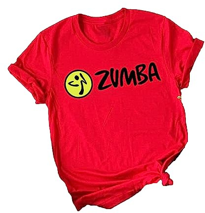 Zumba Imprimé Femmes T-Shirts Graphic Tees Crewneck Manches Courtes Été Décontracté T-Shirts Rouges pour Dames Slim Fit