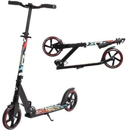 Leogreen Trottinette Scooter Pliable, Trottinette de Ville Ajustable en Hauteur & Pliable avec béquill, Roues à 205 mm, Trottinette Stable en Aluminium, pour Adultes et Adolescents à 100kg
