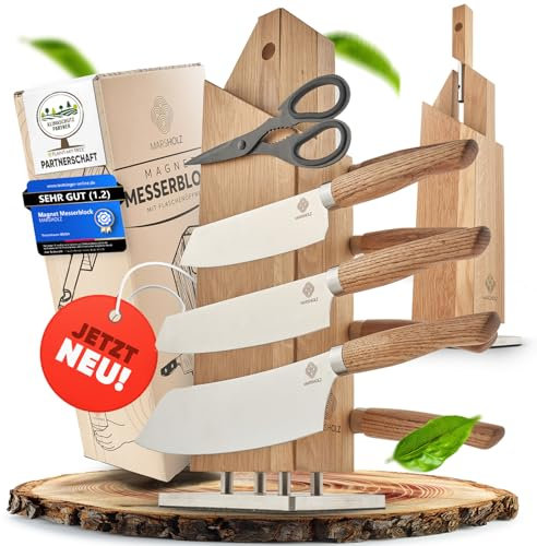 MARSHOLZ Messerblock ohne Messer - Messerblock Magnetisch [Integriertem Flaschenöffner] Messerhalter für jedermann