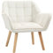 HOMCOM Sessel Wohnzimmer Ohrensessel Loungesessel Relaxsessel mit Gummiholzbeine, Lesesessel mit Samtoptik, Polstersessel für Schlafzimmer, skandinavisch, Cremeweiß
