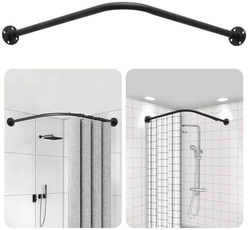 L-förmige Duschvorhangstange, einstellbare Eck-Duschstange (60-101cm x 60-101cm), 304 Edelstahl 90 Grad Duschstange für Badezimmer, Badewanne, Kleiderkammer, Umkleideräume, Privatraum