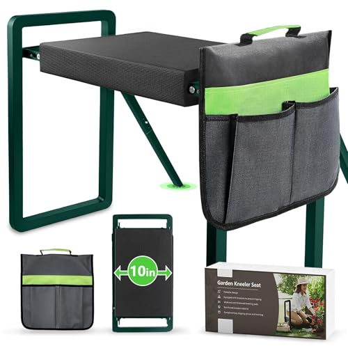 seasky Sgabello pieghevole da giardino in ginocchio e seduta, panca da giardiniere anti-ribaltamento, spessa e morbida, sgabello da giardinaggio resistente con borsa per attrezzi da giardino, regalo