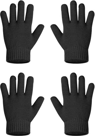 MELLIEX 2 Paires Gants Magiques pour Enfants, Tricot Extensible Doigts Complets Hiver Thermique pour Fille Garçons