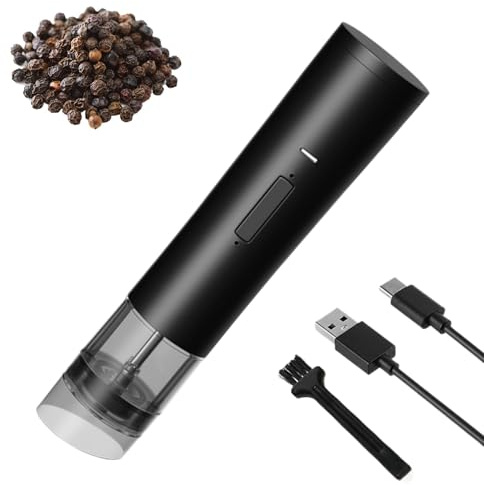 Moulin à poivre électrique, moulin à sel électrique, moulin à poivre électrique compact, moulin à sel et à poivre électrique avec batterie intégrée de 1200 mAh, adapté au poivre, S