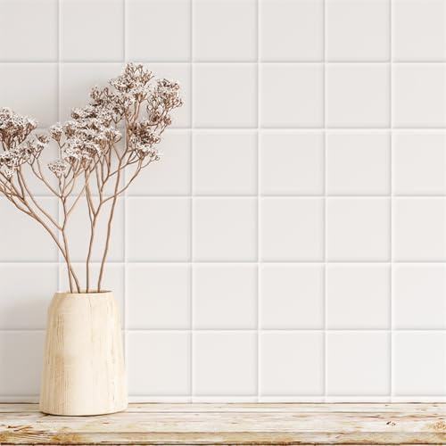 Piastrelle Adesive Cucina 20x20 cm Griglia Bianca Piastrelle Adesive Bagno Paraschizzi Cucina Impermeabili Pavimento PVC Adesivo Mattonelle Adesive per Mobili Decorazione 10 Pezzi