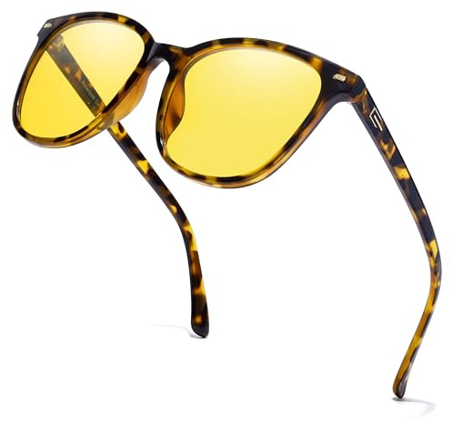 LVIOE Lunettes de conduite de nuit pour femme, anti-éblouissement, vision nocturne claire, tendance et confortable, A02 Tortue