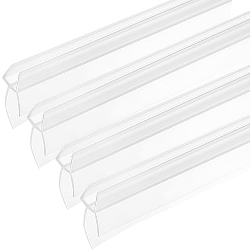 4 Pz Guarnizione Doccia Sottoporta Curva, 40 cm Guarnizioni Box Doccias, Strisce Guarnizione Box Doccia Sottoporta Verticale per spessore vetro 4-6 mm, (H-20 mm)