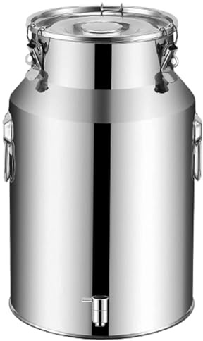 Bidon Alimentaire 10l Avec Robinet, Bidon a Lait Inox for À Vin Baril Seau À Eau Huile Réservoir À Thé Avec Couvercle Scellé,Capacity-5L
