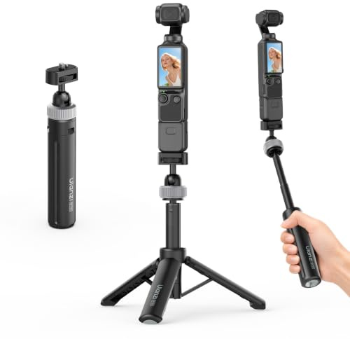 ULANZI MT95 ministativ för DJI Osmo Pocket 3 4 och andra 1/4 tum skruvkameror | 3-i-1 selfiepinne, stativ, utdragbar förlängningspol, lätt fickgrepp för actionkameror