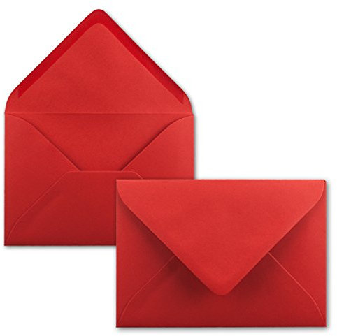 50x kleine Umschläge in Rosenrot DIN C7 8,1 x 11,4 cm mit Spitzklappe und Nassklebung in 110 g/m² - kleiner blanko Mini-Umschlag