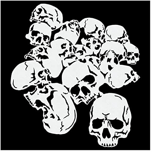 Herterich Products Plantilla de aerógrafo con diseño de calaveras, reutilizable y resistente a los disolventes