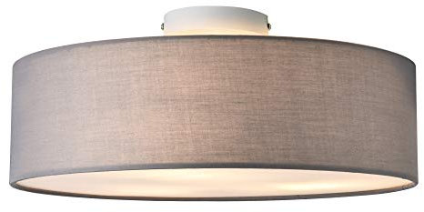 lux.pro Deckenleuchte Omaha 3 x E27 Deckenlampe 3-Flammig Durchmesser 45 cm Kunststoff Textiloptik Organza Grau/Weiß