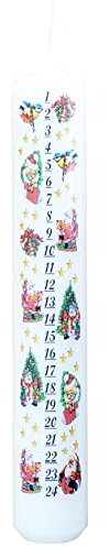 Meissner-Handel - Auswahl - Weihnachtskerze/Adventskerze/Adventskalender 4 x 24 cm weiß (004) - jeden Tag EIN Stückchen abbrennen - Auswahl Motiv
