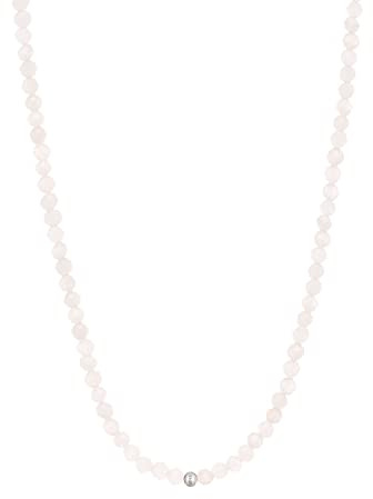 BERGERLIN Rosenquarz Halskette - rosa Kette - Silber - M-L
