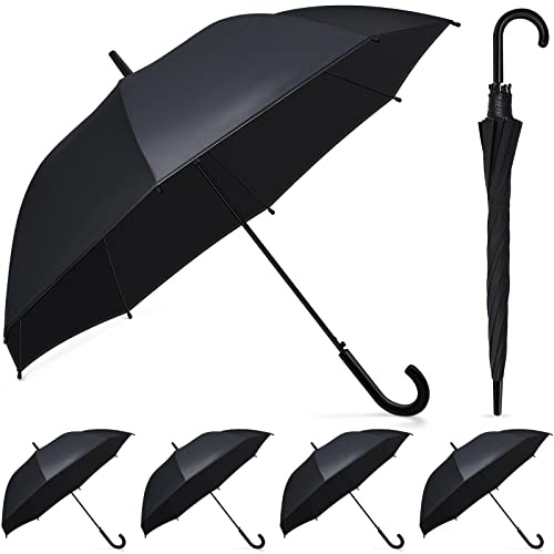 Fabbay 6 Pcs Umbrella Wedding Style Stick Umbrellas Large Windproof Bubble Rain Umbrellas with J Hook Handle for Bride Groom Gift