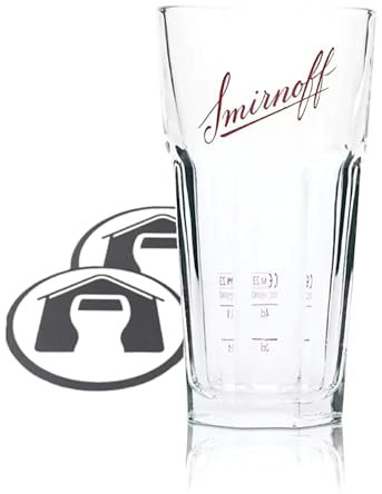 GarageBar | Smirnoff Glass | Heavy Duty Tumbler Highball | 29cl Capacity | Official Merchandise | Comes with 2X Coasters | 1 Glass