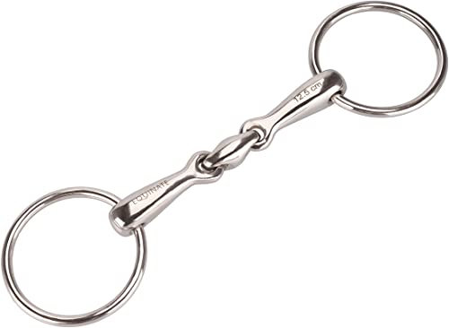 Equinate Wassertrense Edelstahl 16mm doppelt gebrochen 13,5cm - Anatomisch geformtes maulfreundliches Gebiss mit sanfter Einwirkung - Lasergravierte Größenangabe