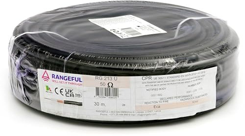 RG213 30m Koaxialkabel — 50 Ohm antennenkabel für SMA BNC TNC PL259 UHF N Stecker — RG213U Vollkupferkabel 10.3 mm coax kabel verlängerung — CB funk HAM radio Router 4G 5G — Hergestellt in Italien