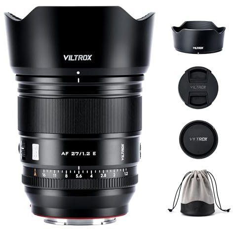 VILTROX 27mm f/1.2 AF E Objektiv für Sony E-Mount, f/1.2 Autofokus-Festbrennweite für Sony E-Mount Kameras a7R a7IV a7RIII a7RIV a7RV A1 FX3 ZVE1 A7CII a6000 a6400 a6600 a6700 ZV-E10 FX30