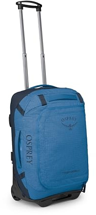 Osprey Transporter 40L Wheeled Travel Duffel Bag - Lightweight Carry On Rolling Suitcase for Men and Women, Blue Flame/Nocturnal Blue