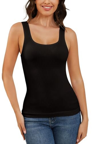 MISS MOLY Shape Unterhemd Damen Bauch Weg Shapewear Nahtloses Formende Tops Für Damen Figurformendes Trägertop Body Shaper Kompressions Tanktop Shirt Camisole(Schwarz, XL)