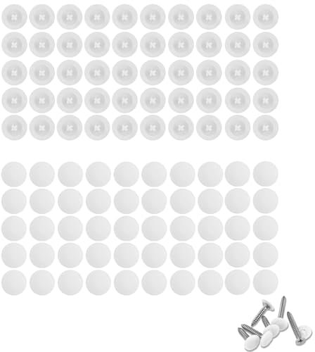 DHWEKU 100 Stück Schraubenabdeckung, Kreuzschlitz Abdeckkappen kreuzschlitzschrauben, Durchmesser 12MM Kunststoff-Kreuzschlitzschraube Deckel, Weiße Schraube Dekorative Abdeckungen