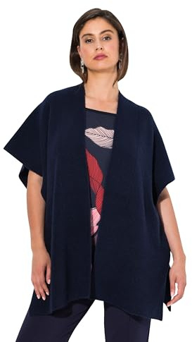 Ulla Popken Femme Grandes Tailles Cardigan Oversize. Manches Longues et Coupe Ouverte Marine 52-58 832666770-2+