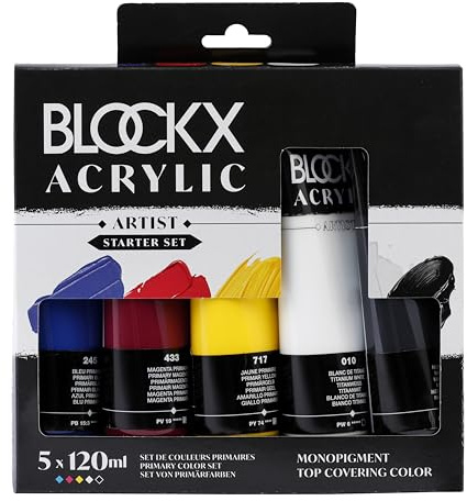 Blockx 65120BXC Acrylique Fine Set Couleurs Primaires - 5 x 120ml