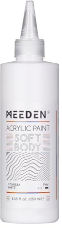 MEEDEN Titanium White Acrylic Paint: 250ml/8.8oz Soft Body Bulk Acrylic Colours in Squeeze Bottle - Fluid Flow Art Paints for Adults Artists Canvas Art Painting