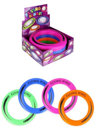HENBRANDT 2 x Flying Discs 25cm Assorted Neon Colours Flying Ring Kids Disc Toys Summer Fun Beach Garden Picnic Party Outdoor Sports Game for Boys and Girls