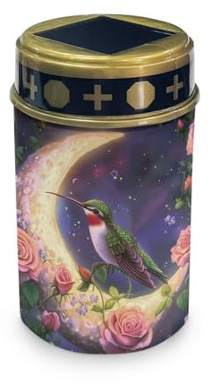 HUGS IDEA Luces de cementerio de colibríes para tumba, luna, rosa, luces solares de tumba, impermeable, linterna conmemorativa LED, decoración de cementerio alimentada por energía solar para jardines