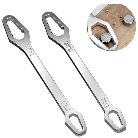 Jidyllic Autoserrante Chiave a Doppia Estremità,2 Pcs Universale Chiave Dinamometrica Chiave a Doppia Estremità Chiave Inglese Regolabile a Doppia per la Manutenzione Dell'auto Domestica
