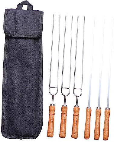 Happyyami 1 Juego Brochetas de Barbacoa de Inoxidable Utensilios Asar al Aire Camping y Parrilladas el Jardín